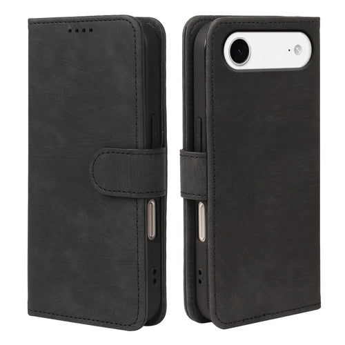 For iPhone Air Case Flip Wallet Striped Texture Leather Phone Cover - Black - 1