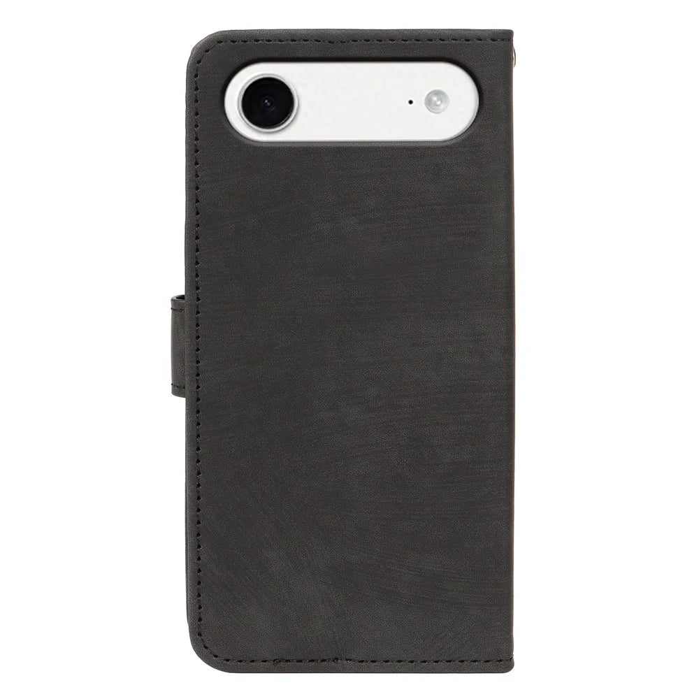 For iPhone Air Case Flip Wallet Striped Texture Leather Phone Cover - Black - 6