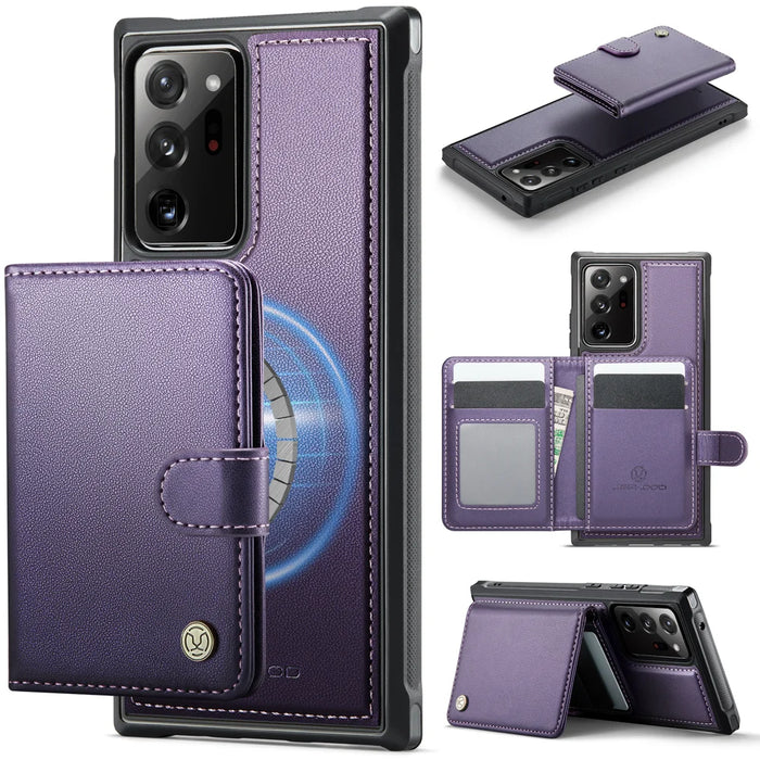 JEEHOOD For Samsung Galaxy Note20 Ultra Case  J09 RFID Blocking Card Holder Leather Back Phone Cover Magnetic Case - Purple - 1