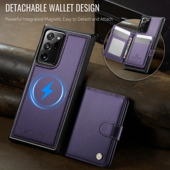 JEEHOOD For Samsung Galaxy Note20 Ultra Case  J09 RFID Blocking Card Holder Leather Back Phone Cover Magnetic Case - Purple - 5
