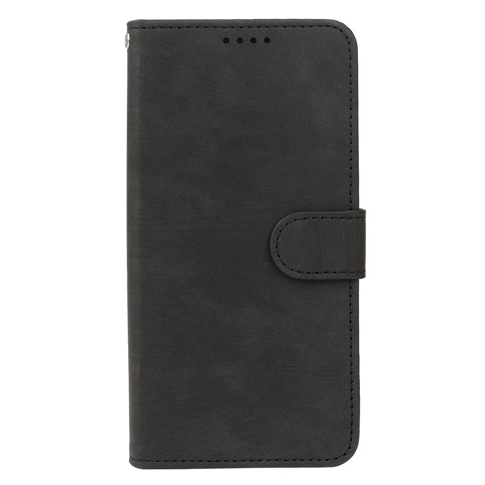 For iPhone 16 Case Flip Wallet Striped Texture Leather Phone Cover - Black - 5