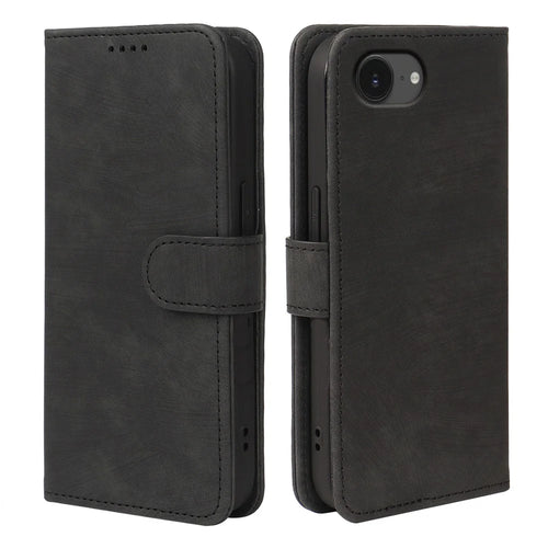 For iPhone 17e / 16e Case Flip Wallet Striped Texture Leather Phone Cover - Black - 1