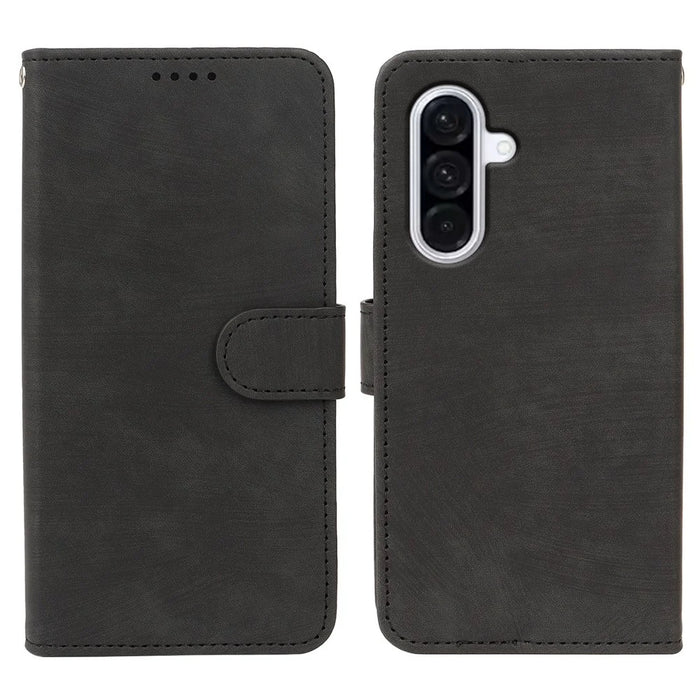 For Samsung Galaxy S25 Case Flip Wallet Striped Texture Leather Phone Cover - Black - 1