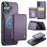 JEEHOOD For iPhone 17 Case  J05 Leather Mobile Cover with Detachable Magnetic Card Bag - Purple - 1