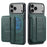 FIERRE SHANN 028 For iPhone 17 Pro Case Magnetic Detachable Card Slots Leather Back Cover - Green - 1