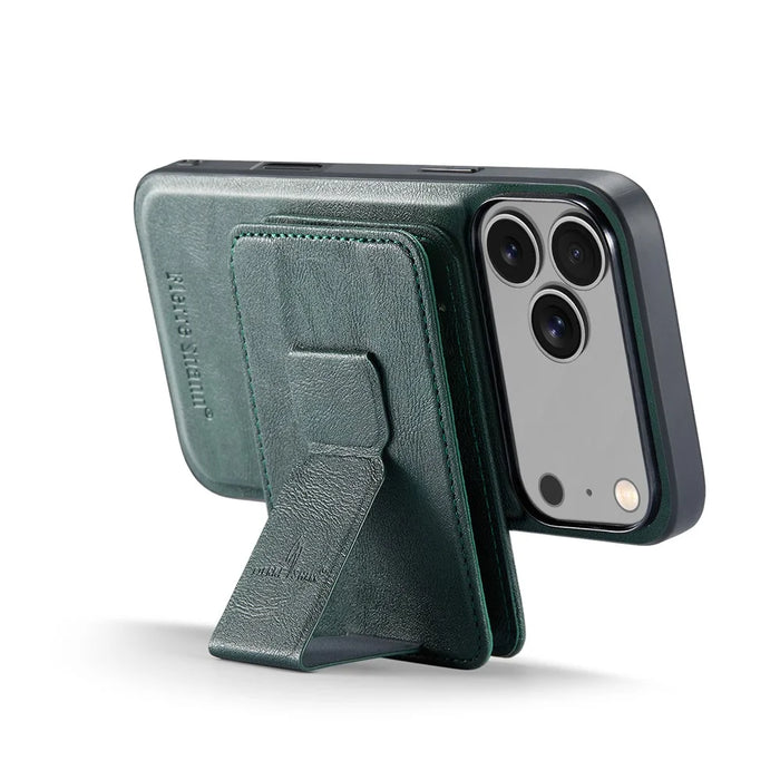 FIERRE SHANN 028 For iPhone 17 Pro Case Magnetic Detachable Card Slots Leather Back Cover - Green - 3