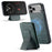 FIERRE SHANN 028 For iPhone 17 Pro Case Magnetic Detachable Card Slots Leather Back Cover - Green - 5