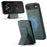 FIERRE SHANN 028 For iPhone Air Case Kickstand Leather Back Cover with Magnetic Detachable Card Slots - Green - 5