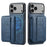 FIERRE SHANN 028 For iPhone 17 Pro Max Case Kickstand Leather Back Cover with Magnetic Detachable Card Slots - Blue - 1