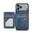 FIERRE SHANN 028 For iPhone 17 Pro Max Case Kickstand Leather Back Cover with Magnetic Detachable Card Slots - Blue - 2