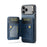 FIERRE SHANN 028 For iPhone 17 Pro Max Case Kickstand Leather Back Cover with Magnetic Detachable Card Slots - Blue - 4