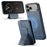 FIERRE SHANN 028 For iPhone 17 Pro Max Case Kickstand Leather Back Cover with Magnetic Detachable Card Slots - Blue - 5