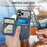 FIERRE SHANN 028 For iPhone 17 Pro Max Case Kickstand Leather Back Cover with Magnetic Detachable Card Slots - Blue - 6