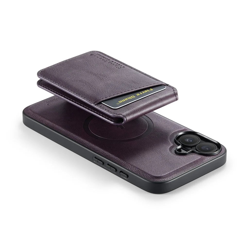 FIERRE SHANN 025 Style For iPhone 17 Case Leather + TPU Detachable Card Slots Phone Cover - Purple - 3