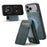 FIERRE SHANN 025 Style For iPhone 17 Pro Max Case Leather + TPU Detachable Card Slots Phone Cover - Green - 1