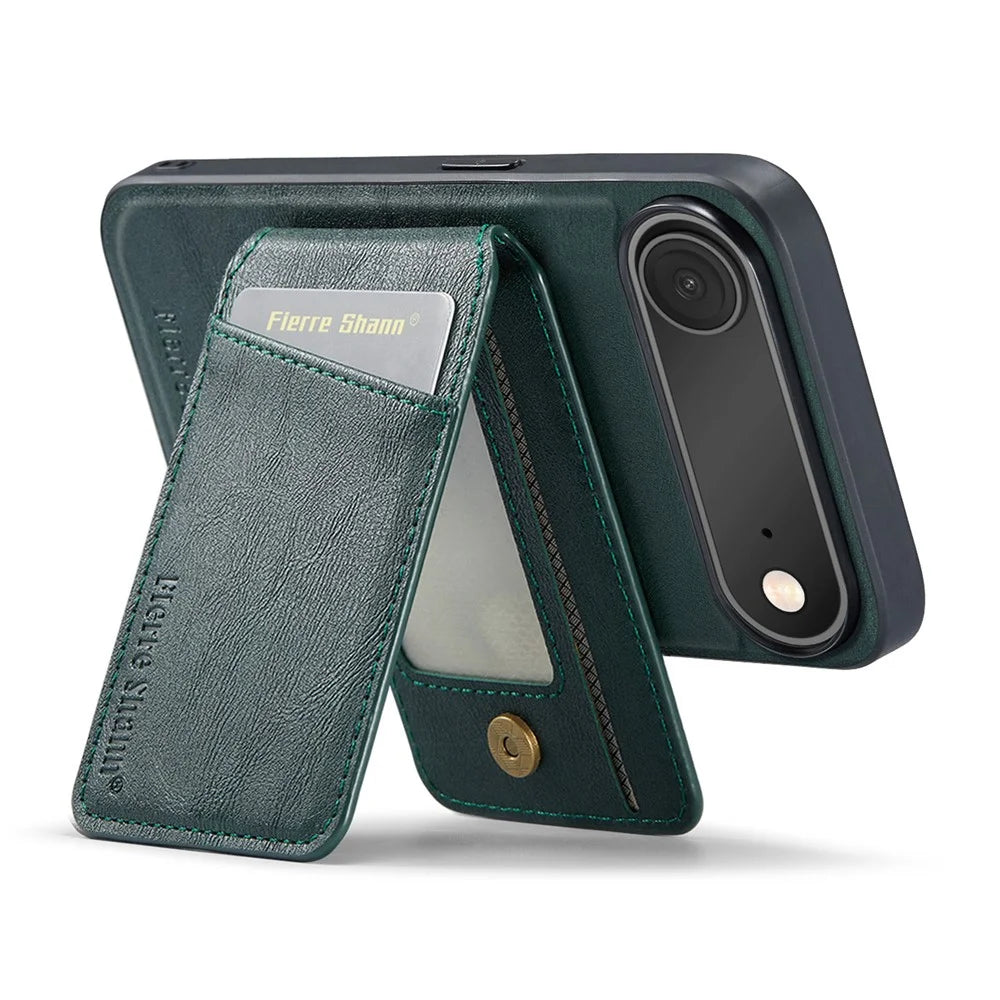 FIERRE SHANN 025 Style For iPhone Air Case Leather + TPU Detachable Card Slots Phone Cover - Green - 2