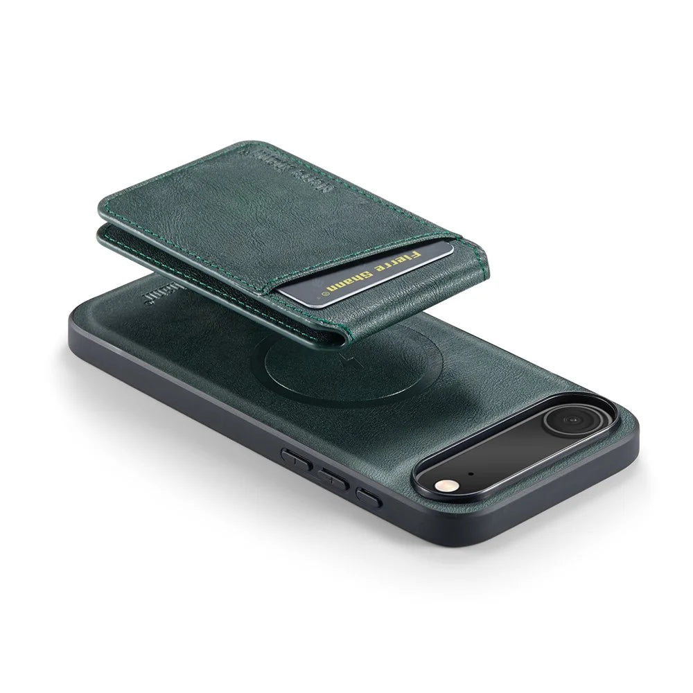 FIERRE SHANN 025 Style For iPhone Air Case Leather + TPU Detachable Card Slots Phone Cover - Green - 3