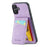 FIERRE SHANN 023 For iPhone 17 Case Card Holder Kickstand Leather RFID Blocking Back Cover - Purple - 1