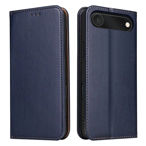 FIERRE SHANN For iPhone Air Case PU Leather Flip Stand Wallet Phone Cover - Blue - 1