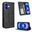 For iPhone 17 Leather Case Wallet Stand Retro Texture Phone Cover - Black - 1