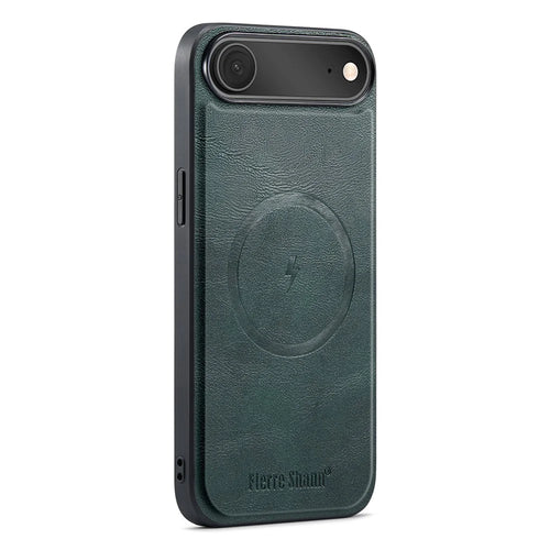 FIERRE SHANN 027 For iPhone Air Case Compatible with MagSafe Leather + TPU Phone Cover - Green - 1
