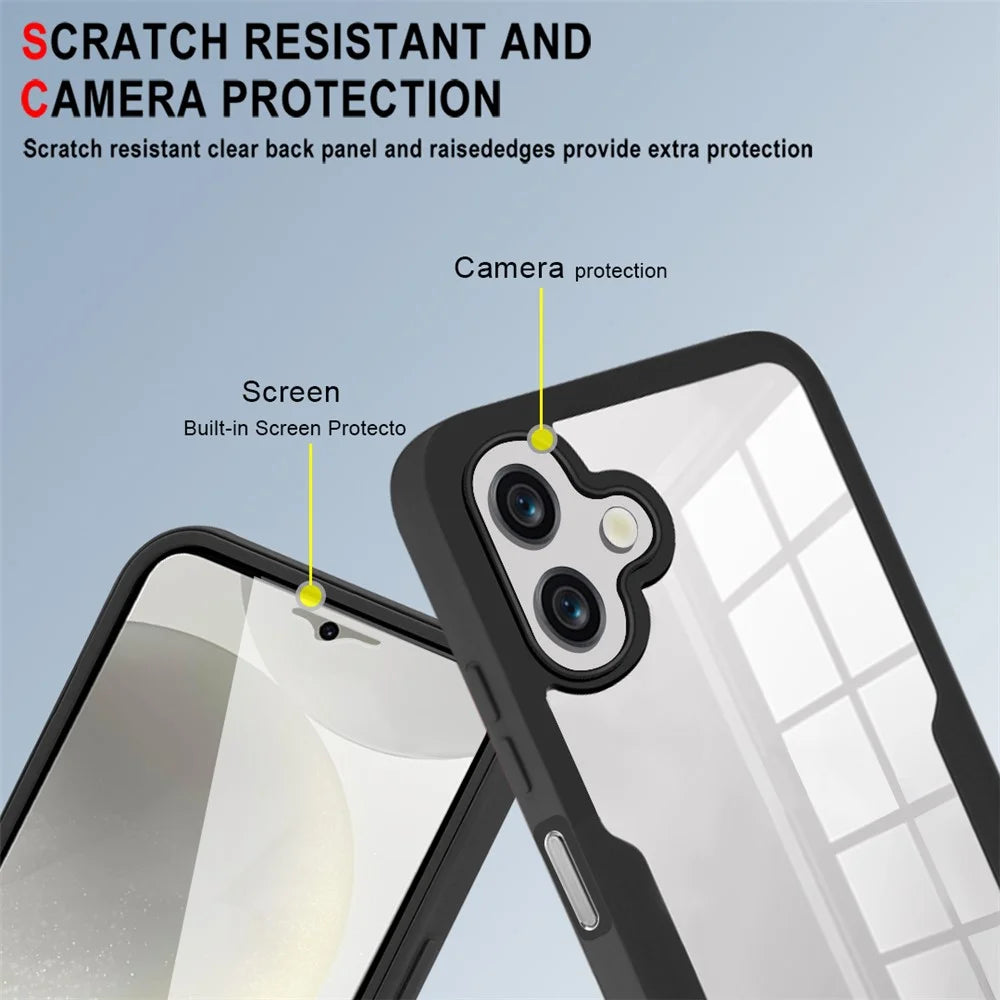 For Samsung Galaxy M36 5G Case Acrylic + TPU Clear Phone Cover with PET Screen Film - Black - 5