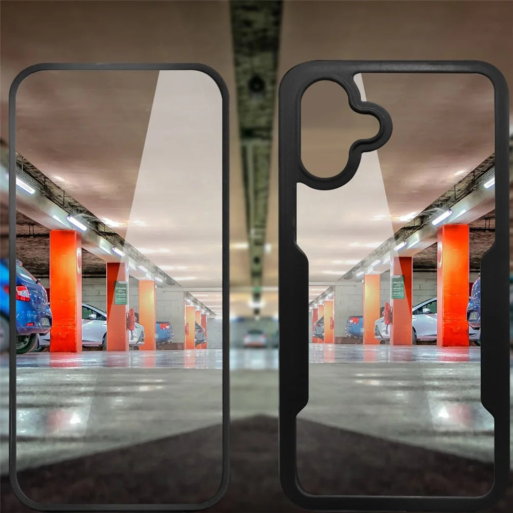 For Samsung Galaxy M36 5G Case Acrylic + TPU Clear Phone Cover with PET Screen Film - Black - 6