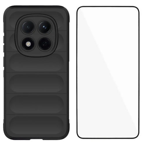 WANLONFENG For Xiaomi Redmi Note 15 Pro 5G (Global) TPU Case  HD Series Anti Slip Phone Cover with Tempered Glass - Black - 1
