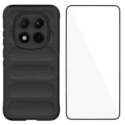 WANLONFENG For Xiaomi Redmi Note 15 Pro 5G (Global) TPU Case  HD Series Anti Slip Phone Cover with Tempered Glass - Black - 1