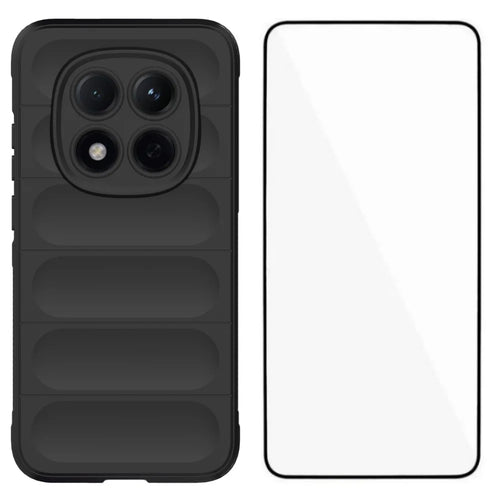 WANLONFENG For Xiaomi Poco M8 Pro 5G / Redmi Note 15 Pro+ 5G (Global) TPU Case  HD Series Anti Slip Phone Cover with Tempered Glass - Black - 1
