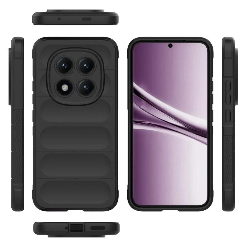 WANLONFENG For Xiaomi Poco M8 Pro 5G / Redmi Note 15 Pro+ 5G (Global) TPU Case  HD Series Anti Slip Phone Cover with Tempered Glass - Black - 5