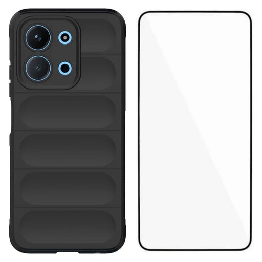 WANLONFENG For Xiaomi Redmi 15C 4G (Global) (171mm) TPU Case  HD Series Anti Slip Phone Cover with Tempered Glass - Black - 1