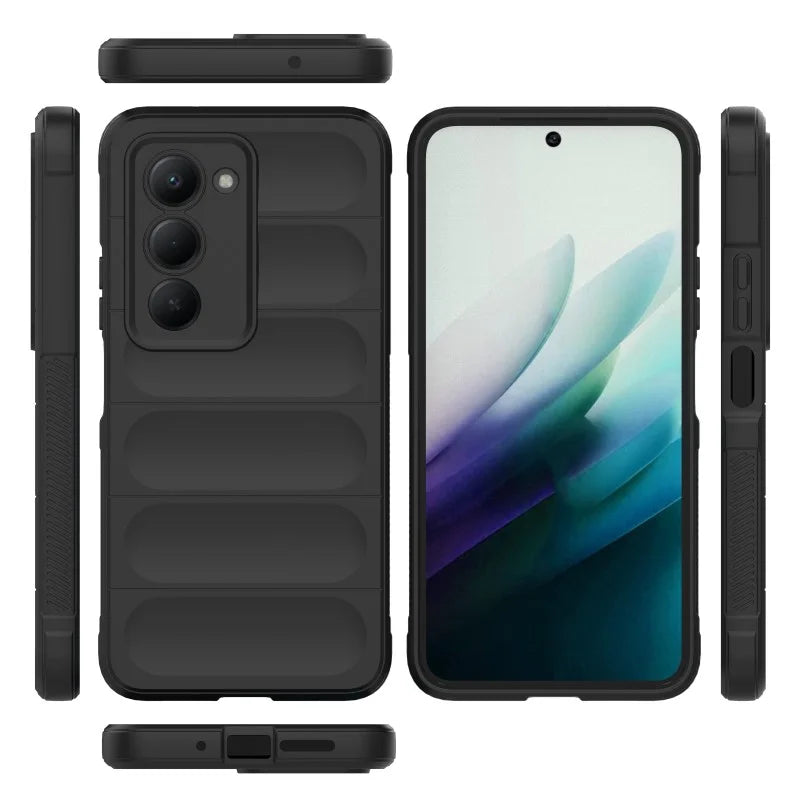 WANLONFENG For Xiaomi Redmi 15 5G (Global) (169mm) TPU Case  HD Series Anti Slip Phone Cover with Tempered Glass - Black - 5