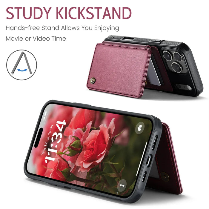 CASEME For iPhone 18 Pro / 17 Pro Case with RFID Blocking 5 Card Slots  C22 Leather Back Cover - Red - 7