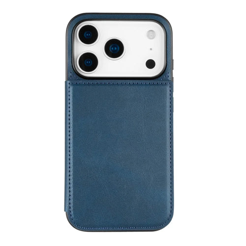 HANMAN Mika Series For iPhone 17 Pro Case with Card Holder PU Leather + TPU Back Cover - Blue - 1
