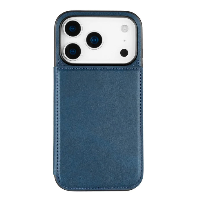HANMAN Mika Series For iPhone 17 Pro Case with Card Holder PU Leather + TPU Back Cover - Blue - 1