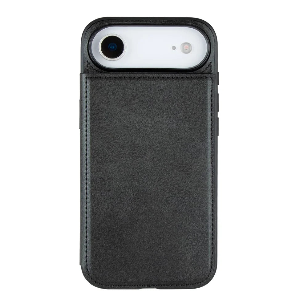 HANMAN Mika Series For iPhone Air Case with Card Holder PU Leather + TPU Back Cover - Black - 1