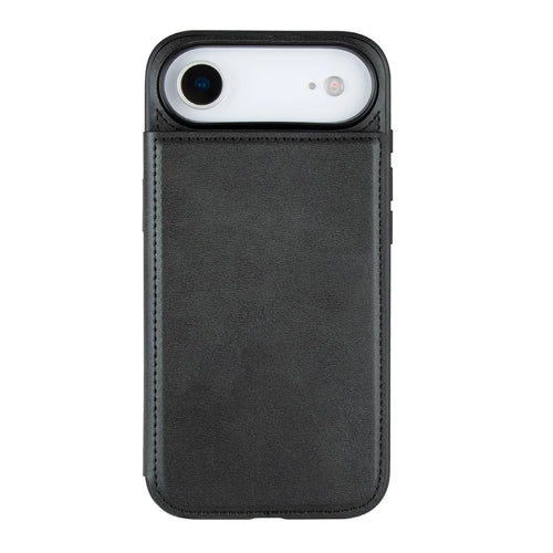 HANMAN Mika Series For iPhone Air Case with Card Holder PU Leather + TPU Back Cover - Black - 1