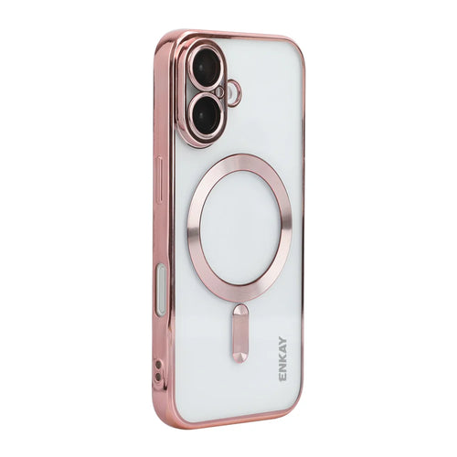 ENKAY HAT PRINCE For iPhone 17 Magnetic Clear Case   Shockproof TPU Phone Cover with Lens Film - Pink - 1