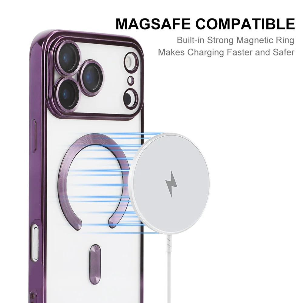 ENKAY HAT PRINCE For iPhone 17 Pro Max Magnetic Clear Case   Shockproof TPU Phone Cover with Lens Film - Pink - 2