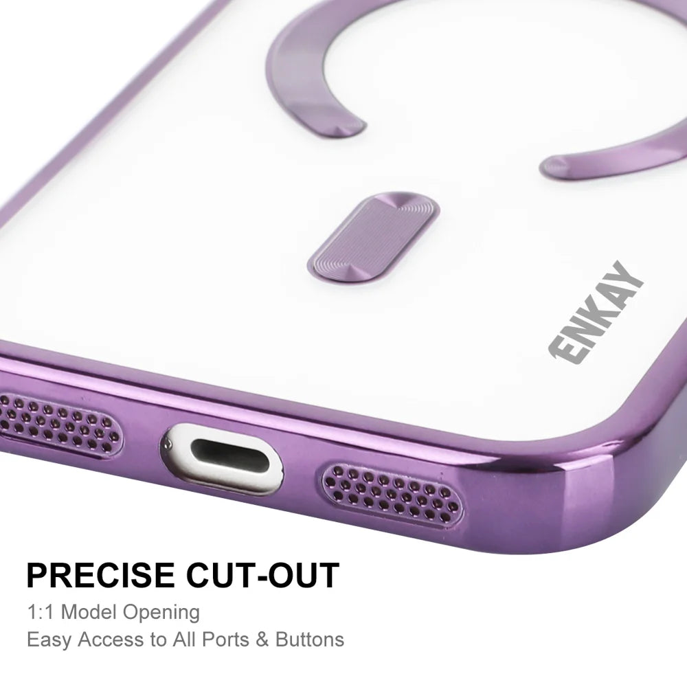 ENKAY HAT PRINCE For iPhone 17 Pro Max Magnetic Clear Case   Shockproof TPU Phone Cover with Lens Film - Pink - 5