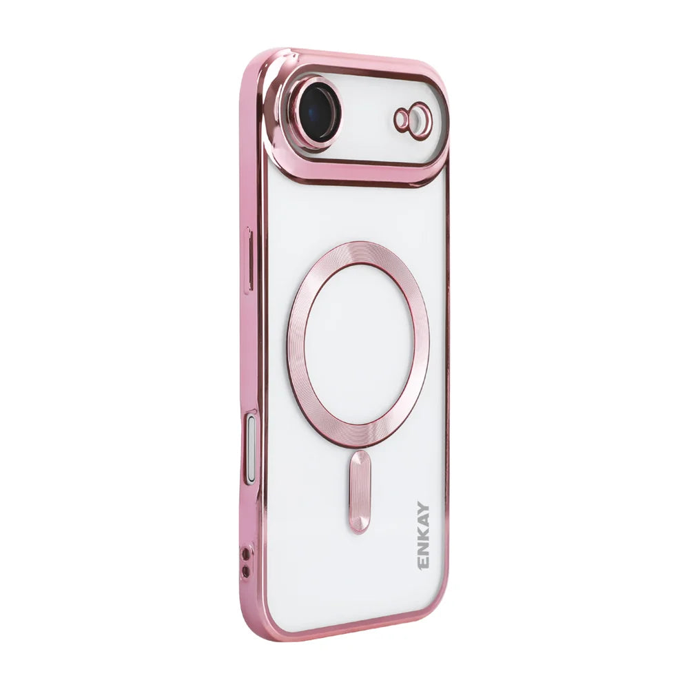 ENKAY HAT PRINCE For iPhone Air Magnetic Clear Case   Shockproof TPU Phone Cover with Lens Film - Pink - 1
