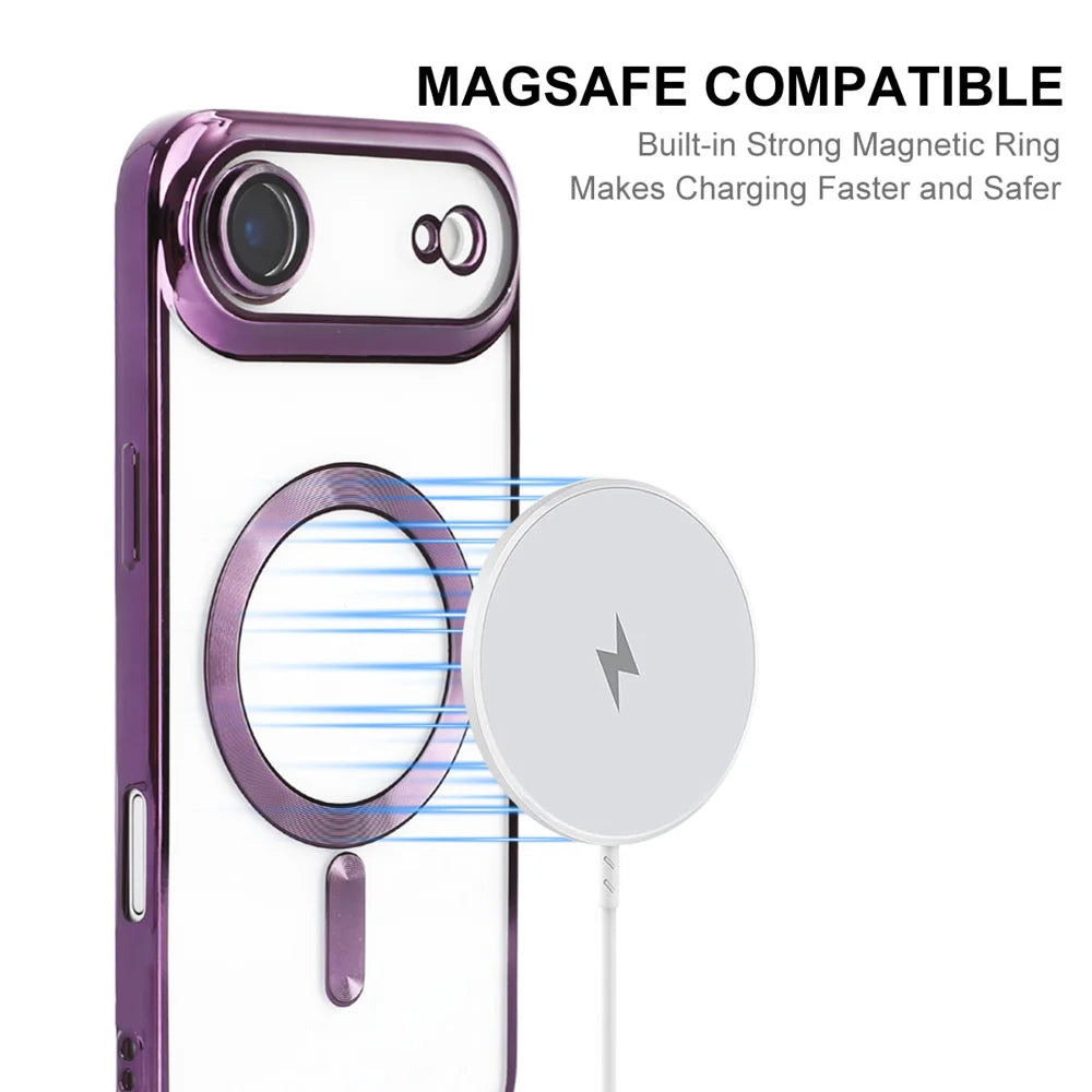 ENKAY HAT PRINCE For iPhone Air Magnetic Clear Case   Shockproof TPU Phone Cover with Lens Film - Pink - 2