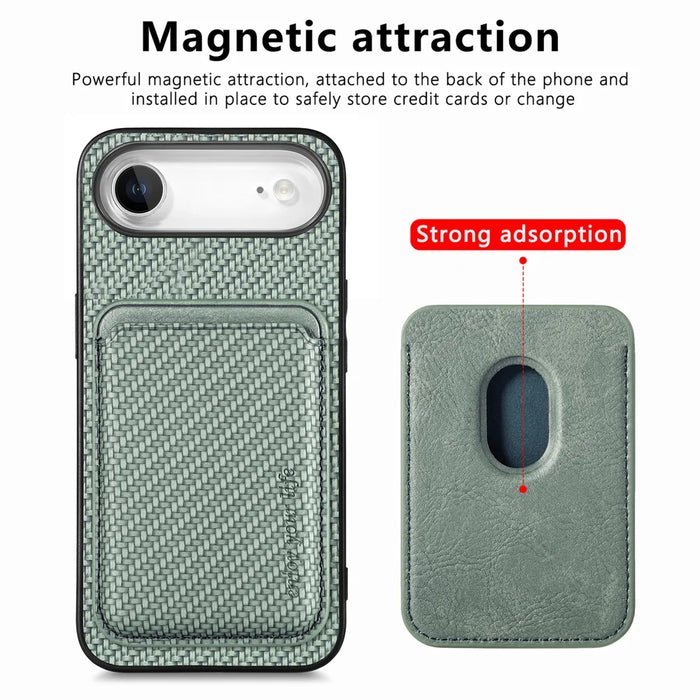 For iPhone 17 Air Case Magnetic Detachable Card Holder Phone Back Cover - Green - 2