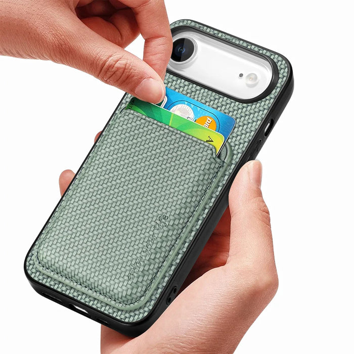 For iPhone 17 Air Case Magnetic Detachable Card Holder Phone Back Cover - Green - 3