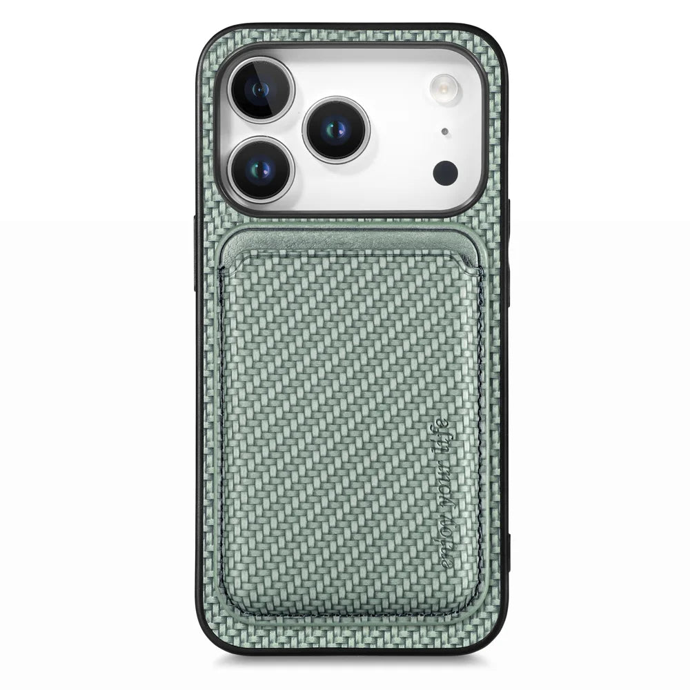 For iPhone 17 Pro Case Magnetic Detachable Card Holder Phone Back Cover - Green - 1