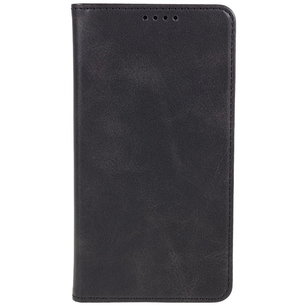 For T-Mobile REVVL 8 Case Strong Magnetic PU Leather Phone Cover Calf Texture - Black - 6