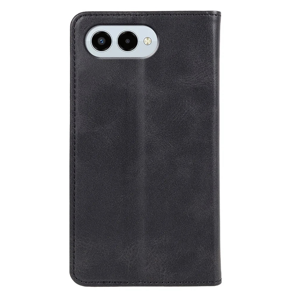 For T-Mobile REVVL 8 Case Strong Magnetic PU Leather Phone Cover Calf Texture - Black - 7