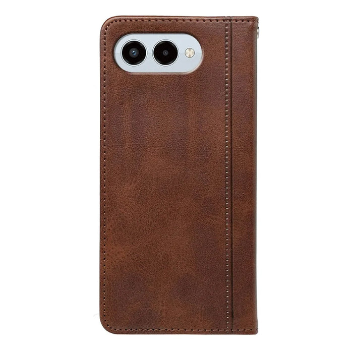 For T-Mobile REVVL 8 Case Hidden Magnetic Closure Calf Texture Leather Phone Cover - Brown - 6