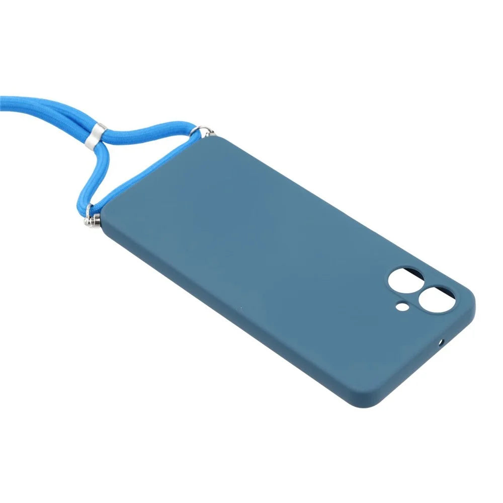 For Samsung Galaxy A04e 4G Case Flexible TPU Fiber Lining Anti-Shock Crossbody Phone Cover - Sapphire - 4
